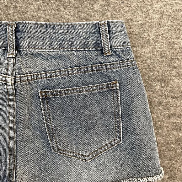 WAYAN | Raw Edge Denim Jean Shorts Floral Embroidery L/G Waist 27 Daisy Dukes - Picture 11 of 12